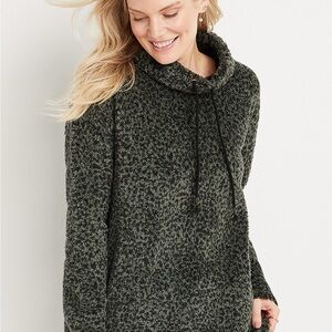 Maurices Olive Green and Black Cowl Neck Fleece Pullover